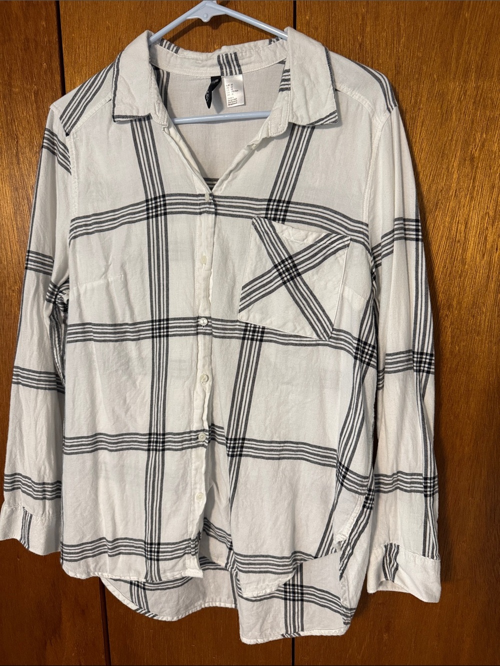 White Plaid Button-Down Shirt